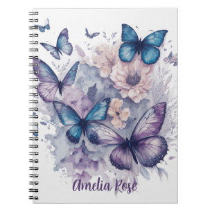 Personalized Butterflies Purple Name Girl Notebook
