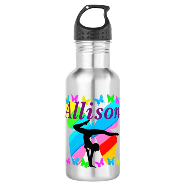 PERSONALIZED BUTTERFLY GYMNASTICS WATER BOTTLE (Front)