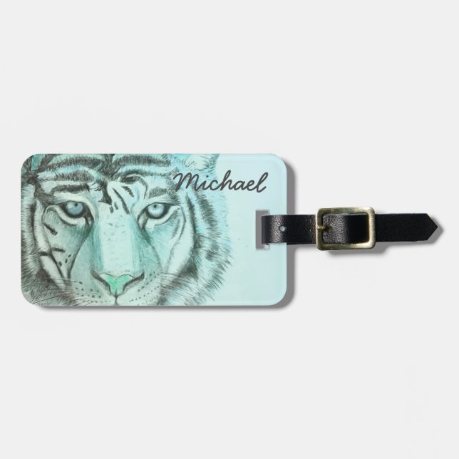Personalized by name Tiger Design Luggage Tag (Front Horizontal)