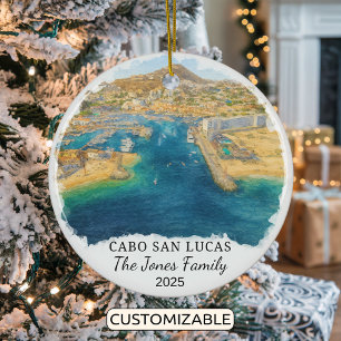 Personalized Cabo San Lucas Ornament, Mexico Ceramic Tree Decoration