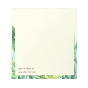 Personalized Cacti Plants Chic Greenery Watercolor Notepad