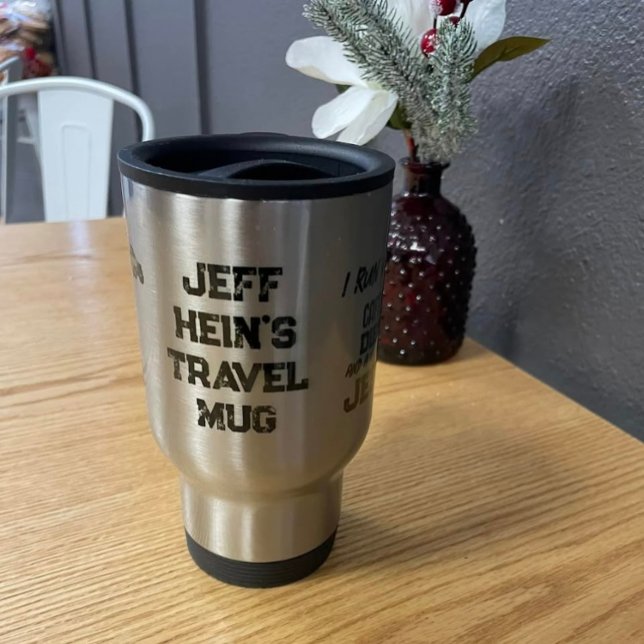 PERSONALIZED Caffeine Diesel And Jesus Grunge Travel Mug (my hubby loves his custom travel mug!!)