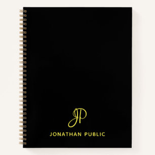Personalized Calligraphy Gold Monogram Name Notebook