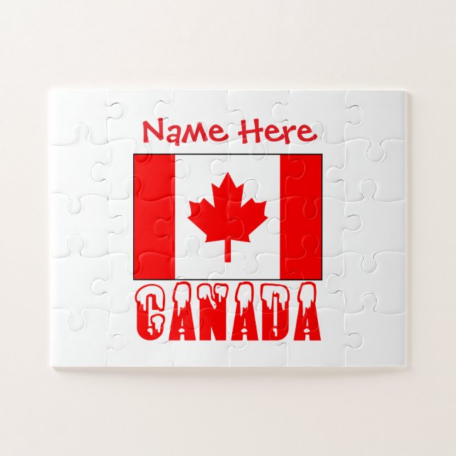 Personalized Canada Flag Personalized Gift Jigsaw Puzzle (Horizontal)