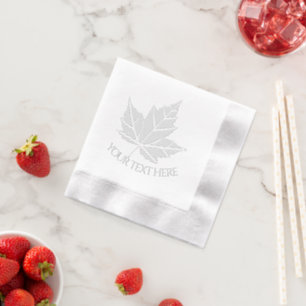Personalized Canada Napkins Embossed Maple Leaf