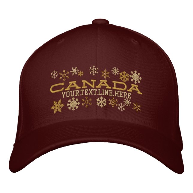 Personalized Canadian Winter Snowflakes Embroidered Hat (Front)