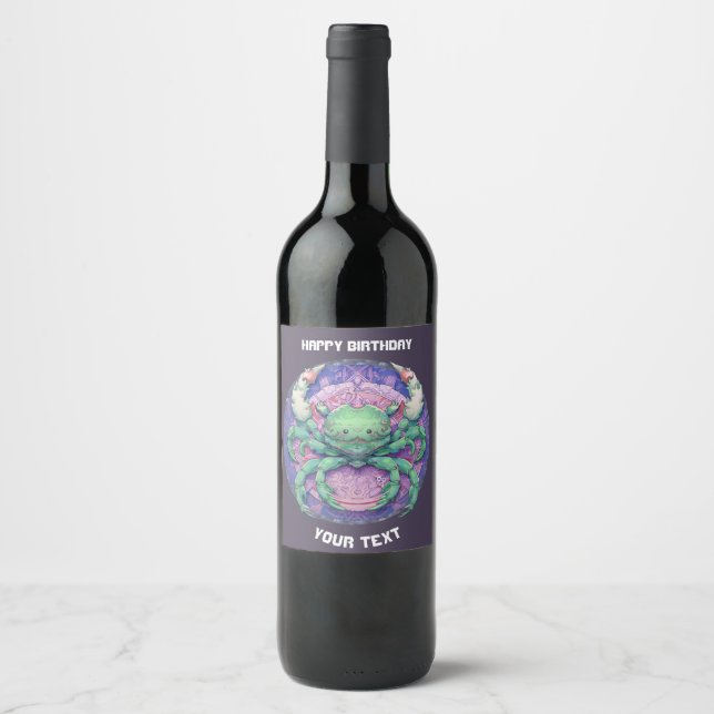 PERSONALIZED CANCER ZODIAC SIGN WINE LABEL (Front)