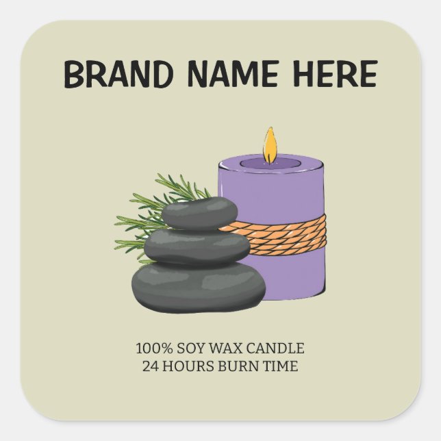 Personalized Candle Label | Custom Brand Name Here (Front)