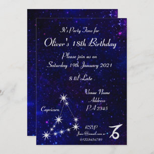 Personalized Capricorn Zodiac Galaxy Party Invitation