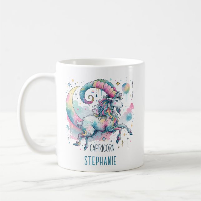 Personalized Capricorn Zodiac Goat Astrology Coffee Mug (Left)