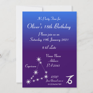 Personalized Capricorn Zodiac Party Invitation