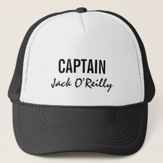 Personalized Captain Black and White Trucker Hat