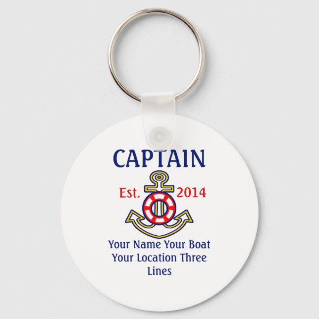 Personalized Captain First Mate Skipper Gear T Shi Key Ring (Front)