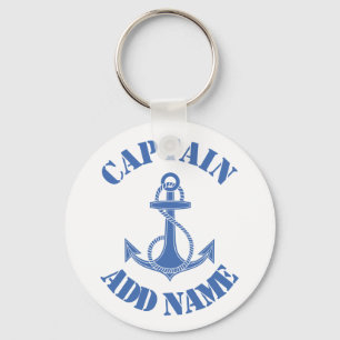 Personalized captain name anchor key ring