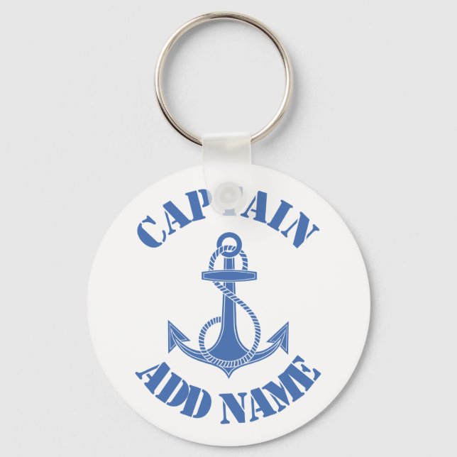 Personalized captain name anchor key ring (Front)