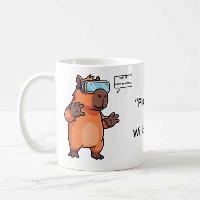  Personalized Capybara Gamer Coffee Cup (Left)