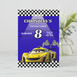 Personalized Car Boys Birthday Party Invitation