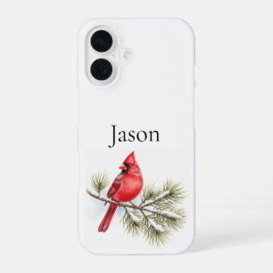 Personalized Cardinal on Pine Bird Lover Gift iPhone 16 Case