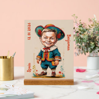Personalized Caricature of Child in Spanish Outfit Acrylic Sign