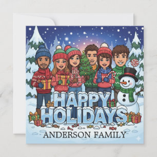 Personalized Cartoon Family Holiday Card
