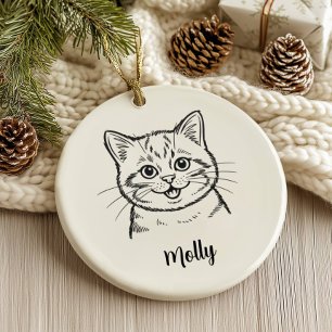 Personalized Cat Christmas Ceramic Tree Decoration