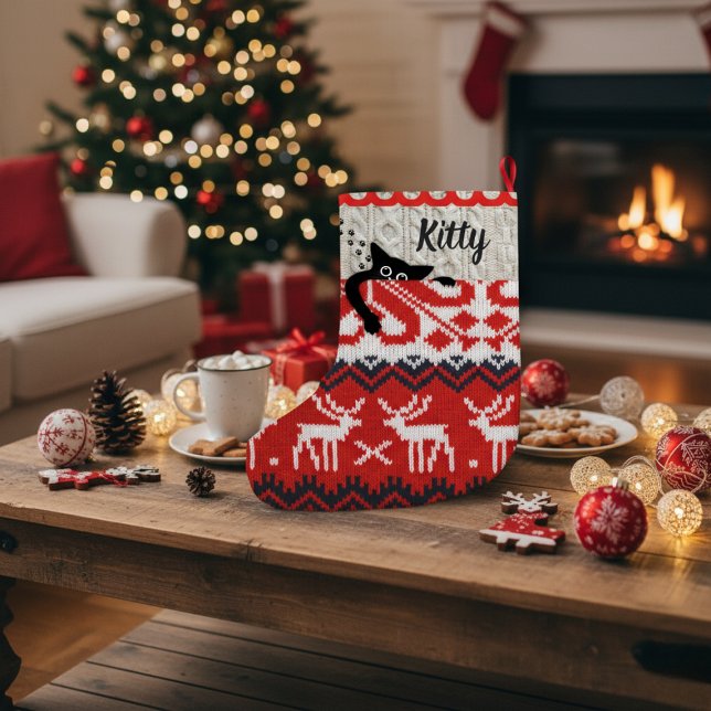 Personalized Cat Christmas Stocking  Custom Name (Creator Uploaded)