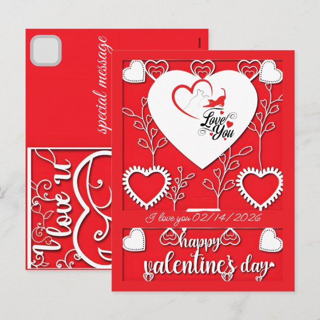 Personalized Cat Gifts for Valentines Day Love Holiday Postcard (Front/Back)