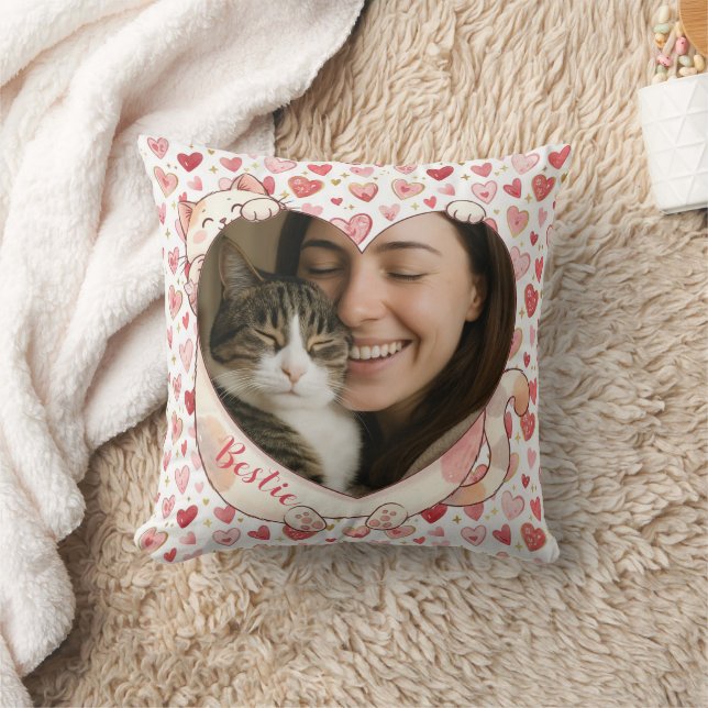 Personalized Cat Heart Photo Pillow | Pet Lovers (Blanket)