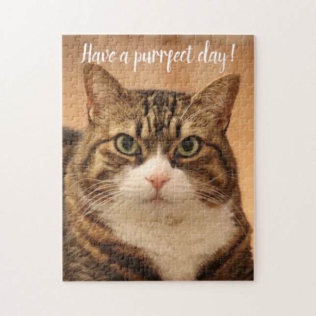Personalized Cat Lovers Custom Photo Funny Quote Jigsaw Puzzle (Vertical)