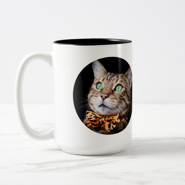Personalized Cat Photo with Text | Custom Gift Two-Tone Coffee Mug (Left)