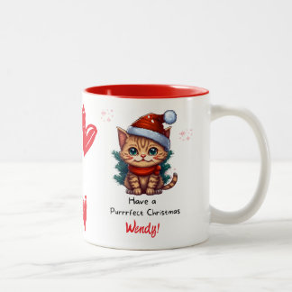 Personalized Cat Themed Christmas Mug