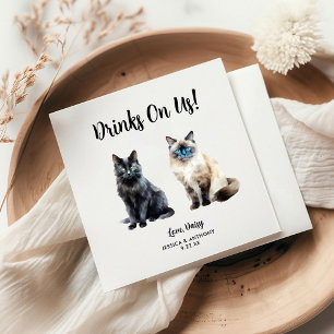 Personalized Cat Wedding Napkin
