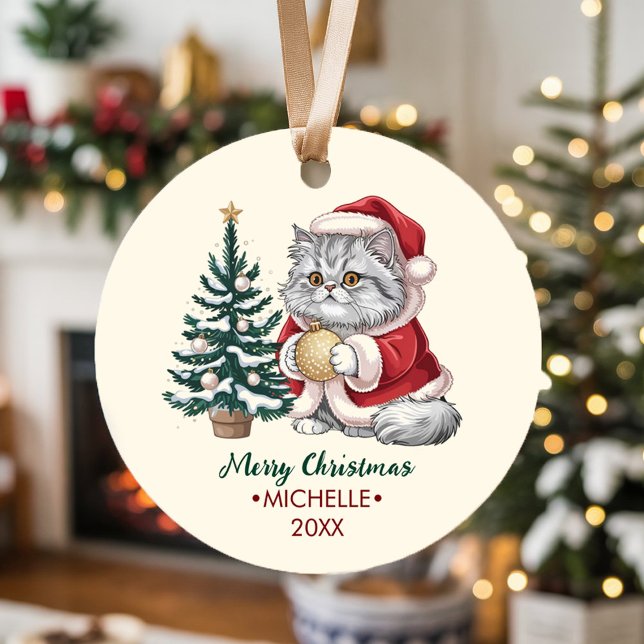 Personalized Cat with Santa Hat Christmas tree     Ceramic Tree Decoration (Creator Uploaded)
