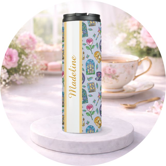 Personalized Cats Beauty and the Beast Book Girl Thermal Tumbler (Creator Uploaded)