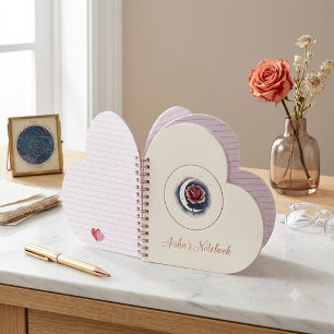 Personalized Celestial Rose Heart Spiral Notebook