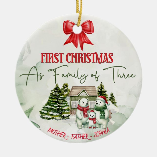 Personalized Ceramic Christmas Ornament – Family (Front)