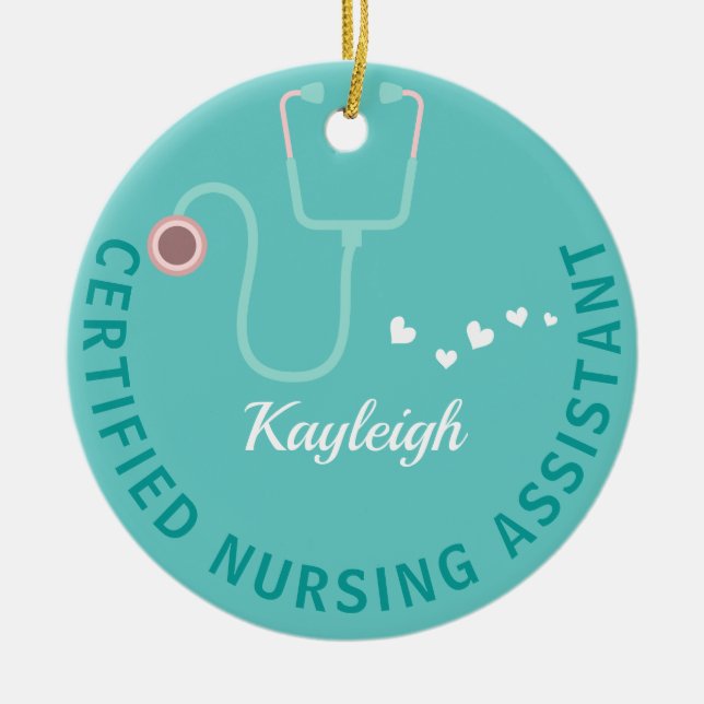 Personalized Certified Nurse Assistant stethoscope Ceramic Tree Decoration (Front)