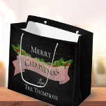 Personalized Chalkboard Merry Christmas Large Gift Bag<br><div class="desc">Wrap your holiday presents in style with this Personalized Chalkboard Merry Christmas Large Gift Bag. Featuring a festive chalkboard background, greenery accents, and a sparkling holiday banner, this reusable gift bag makes your Christmas gifting extra special. Add your family name or custom text for a unique personal touch. Perfect for...</div>