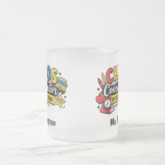 Personalized Chaos  Coordinator Teacher  Frosted Glass Coffee Mug