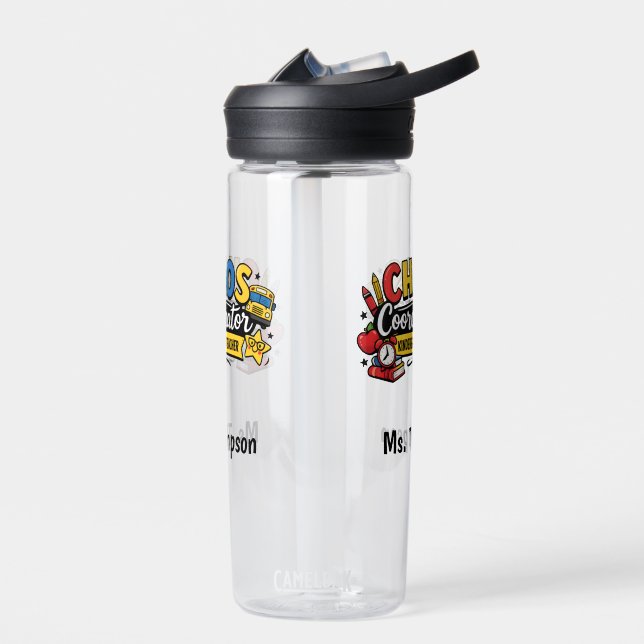 Personalized Chaos  Coordinator Teacher  Water Bottle (Left)