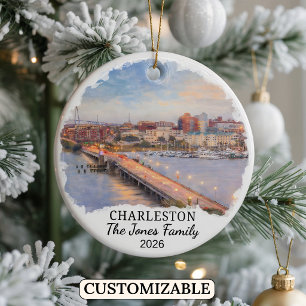 Personalized Charleston, Custom South Carolina Ceramic Tree Decoration
