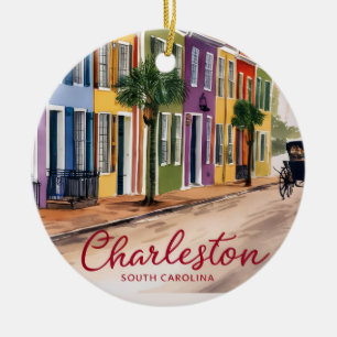 Personalized Charleston South Carolina Wedding Ceramic Tree Decoration