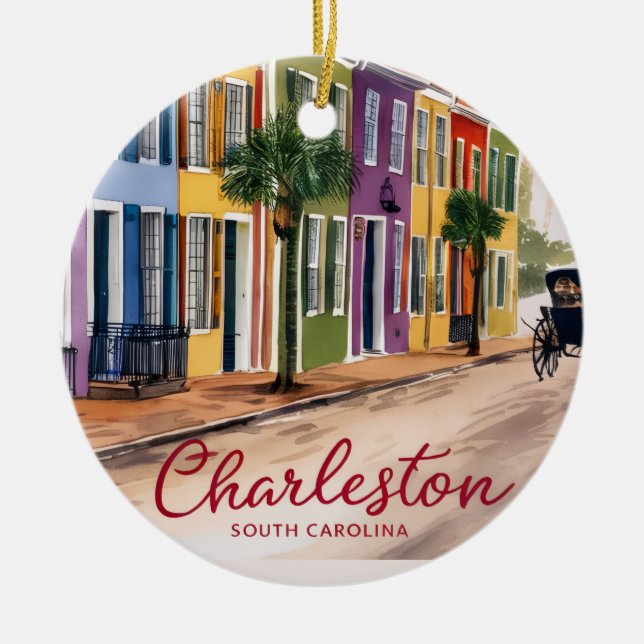 Personalized Charleston South Carolina Wedding  Ceramic Tree Decoration (Front)