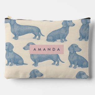 Personalized Charming Elegant Dachshund Pattern Accessory Pouch