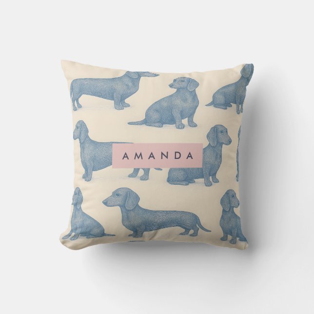 Personalized Charming Elegant Dachshund Pattern Cushion (Front)