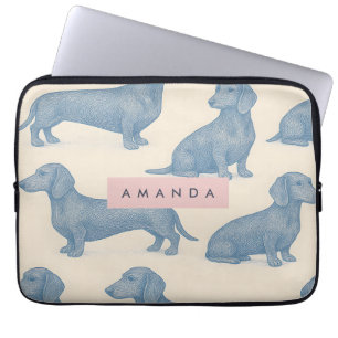 Personalized Charming Elegant Dachshund Pattern Laptop Sleeve