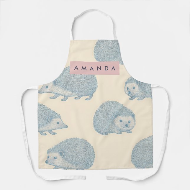 Personalized Charming Hedgehog Pattern Apron (Front)