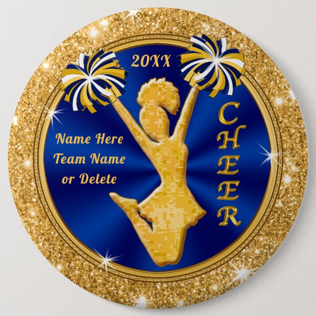 Personalized Cheer Pins, Cute Small to Colossal 6 Cm Round Badge (Front)