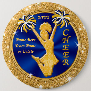 Personalized Cheer Pins, Cute Small to Colossal 6 Cm Round Badge