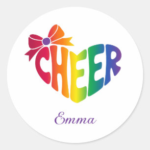Personalized Cheerleader Name   Colorful Logo Classic Round Sticker
